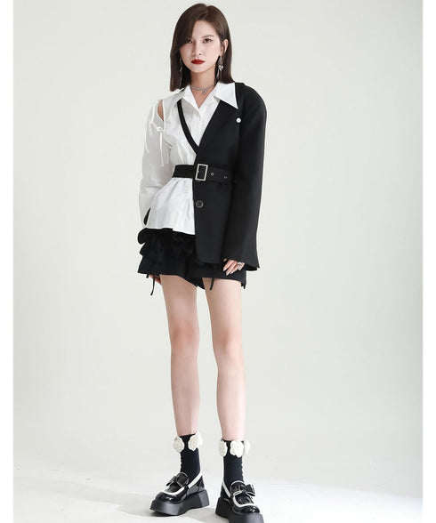 Cut-Out Ribbon Sleeve Shirt